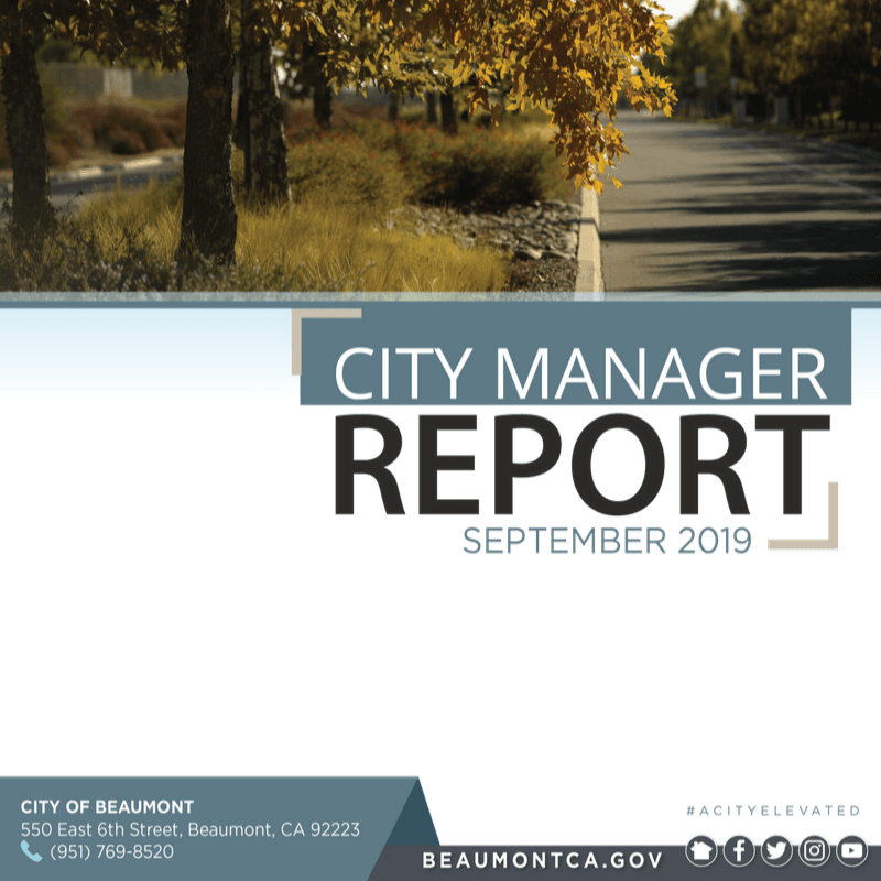 July Cover of monthly City Manager Report