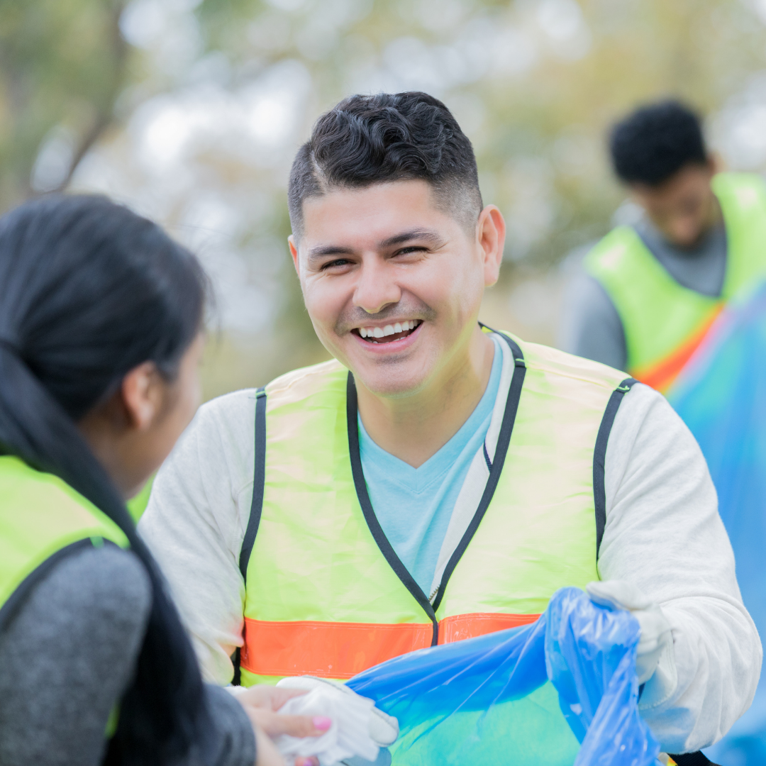 Photo of person collecting trash