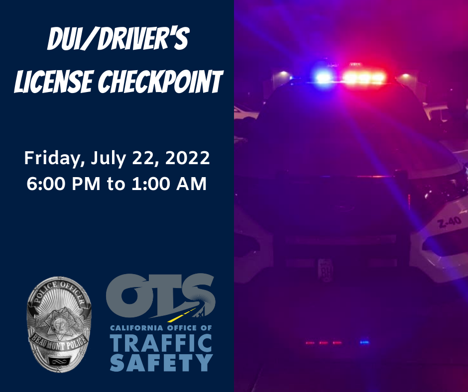 DUI/Driver's License Checkpoint Graphic july